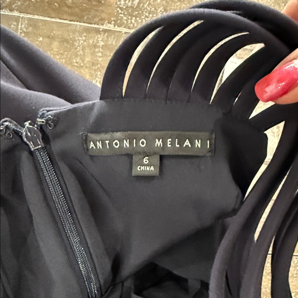 NWT Antonio Melani Navy Blue Caged Neckline Sleeveless Sheath Dress Size 6 - Picture 7 of 10